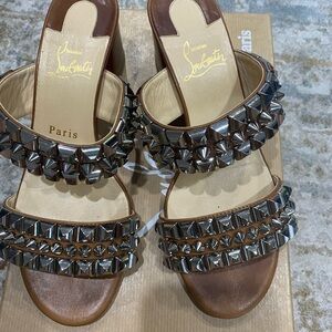 Christian Louboutin Brown Studded Sandals
